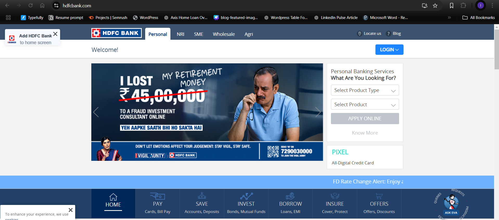 HDFC home page