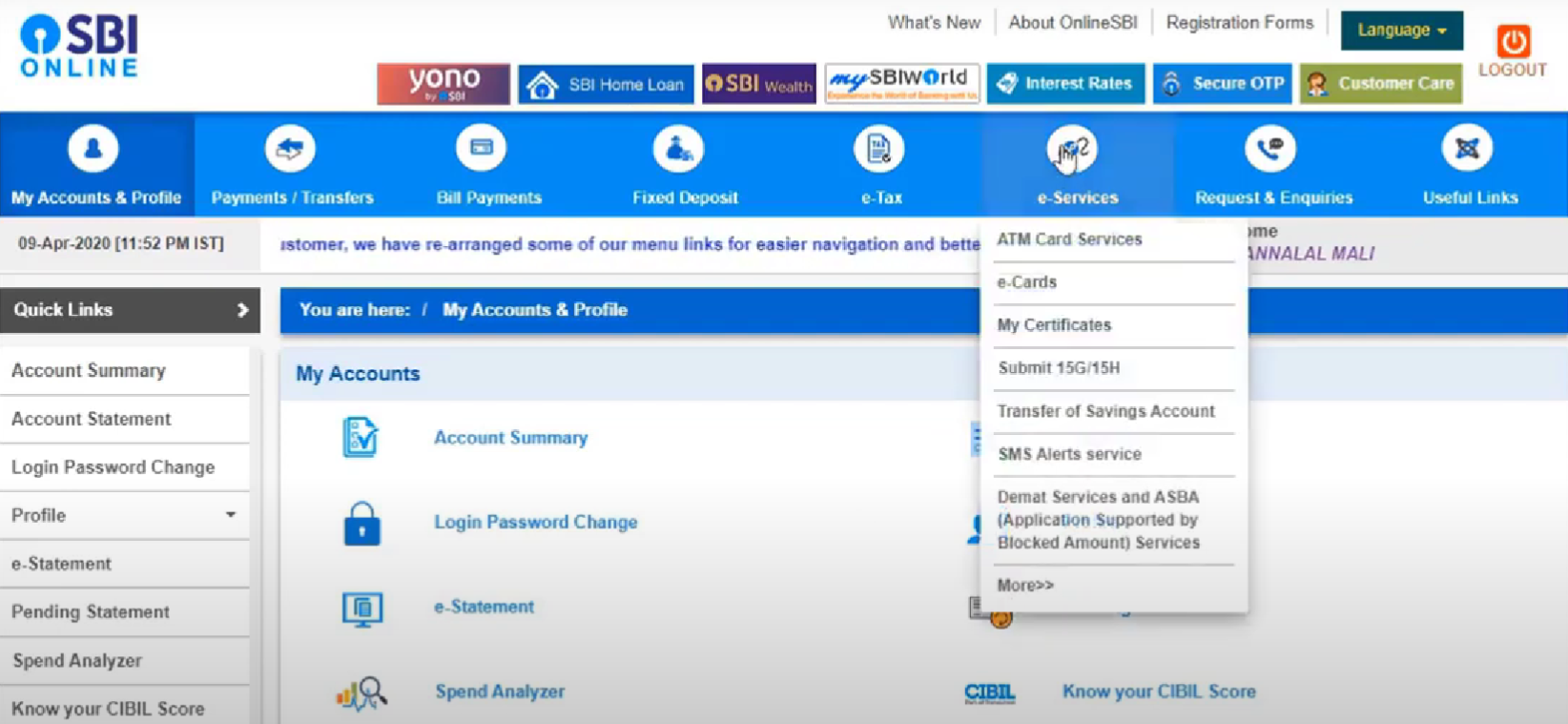 sbi online portal