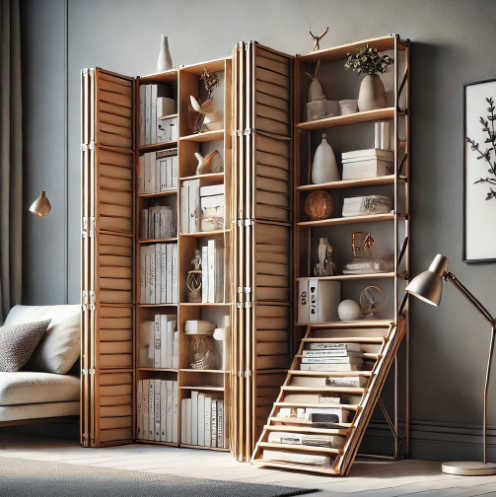 Folding bookshelf offers smart storage with a compact, flexible design

