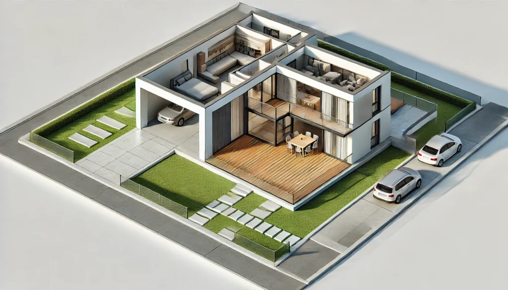 Maximize space and privacy with an L-shaped single-floor home design