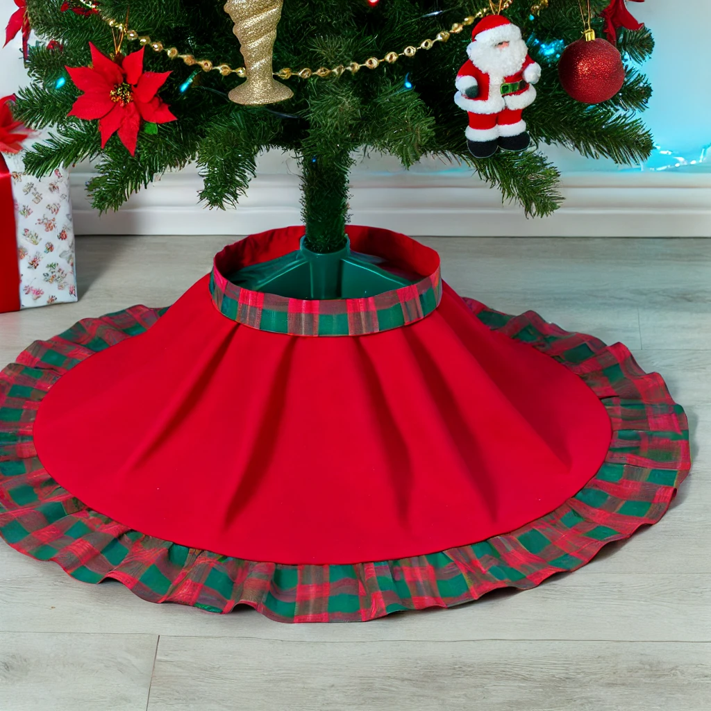 Festive Foundation – A tree skirt adds a cozy finishing touch.