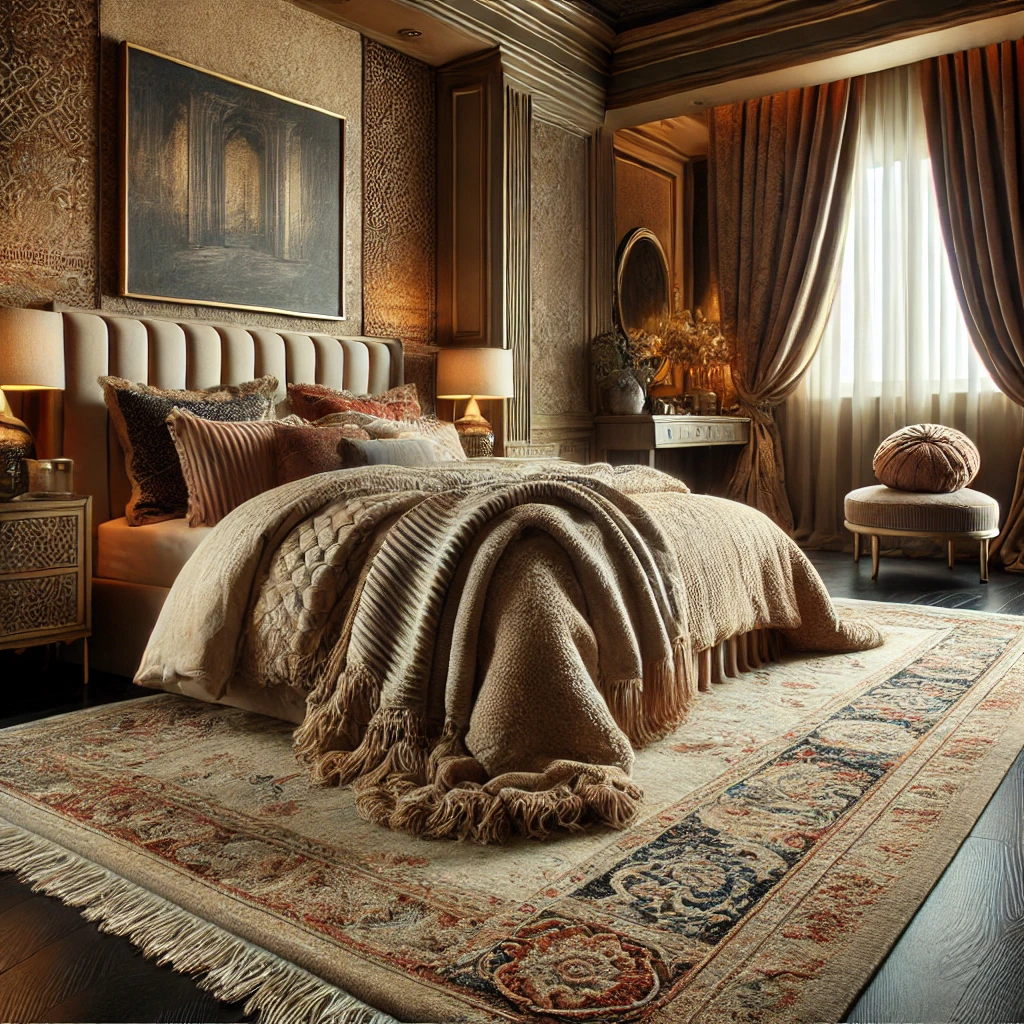 Rich Textures – Cozy layers bring depth and luxury to the room.
