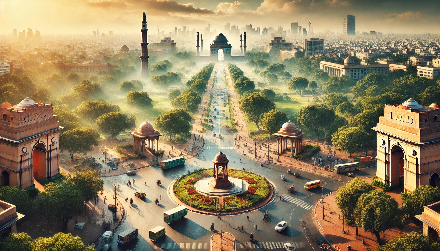 AI's depiction of the iconic buildings of Delhi.