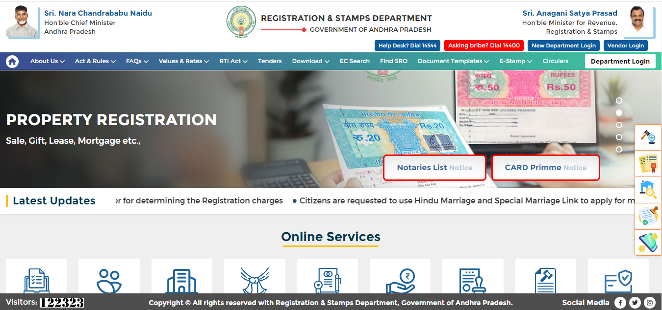 andhra pradesh land registration official website