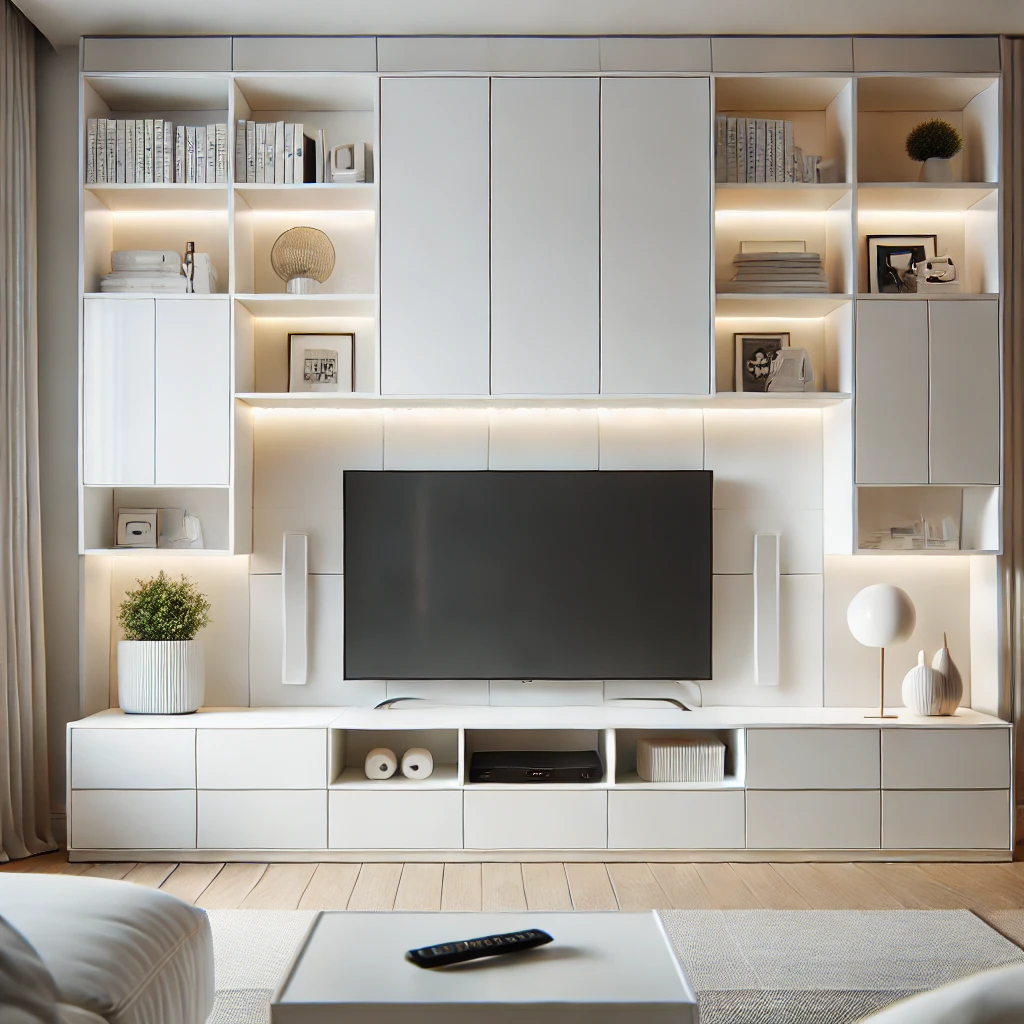 White coloured cabinet TV Unit