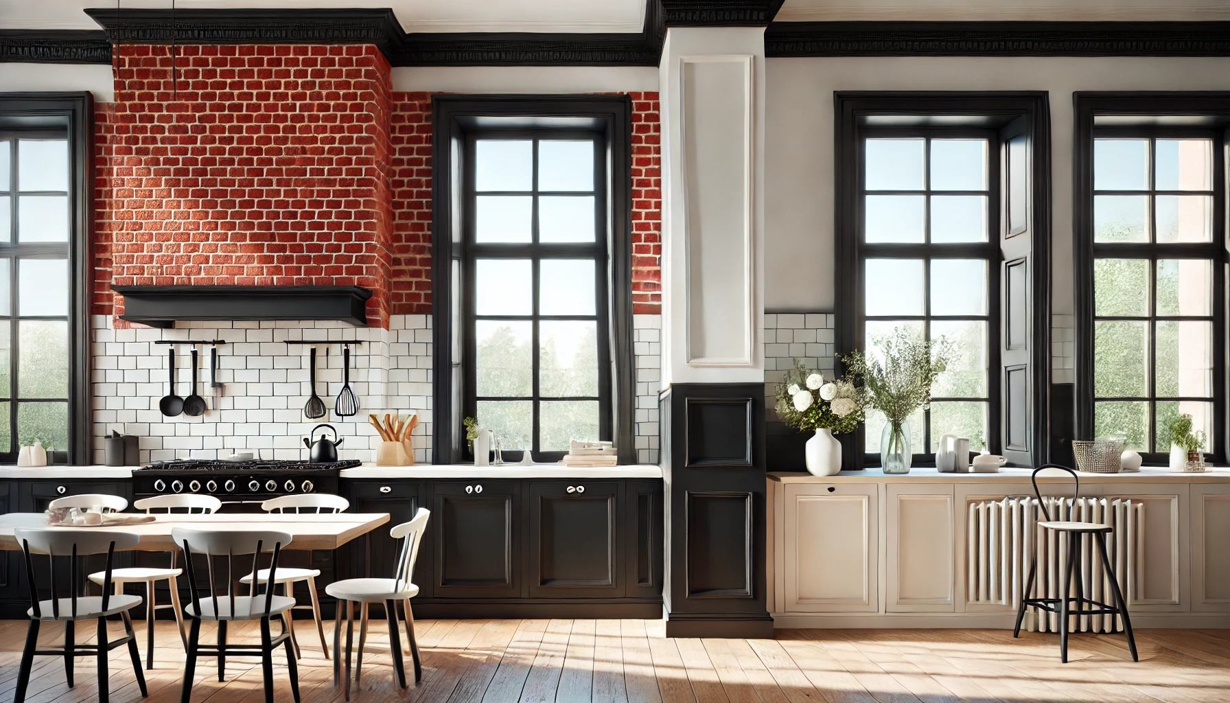 Classic Red Brick & Black Trim colour kitchen