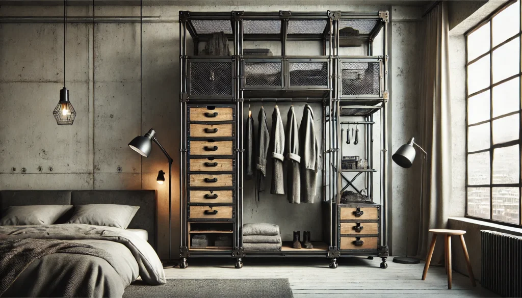 Industrial Metal Frame Wardrobe