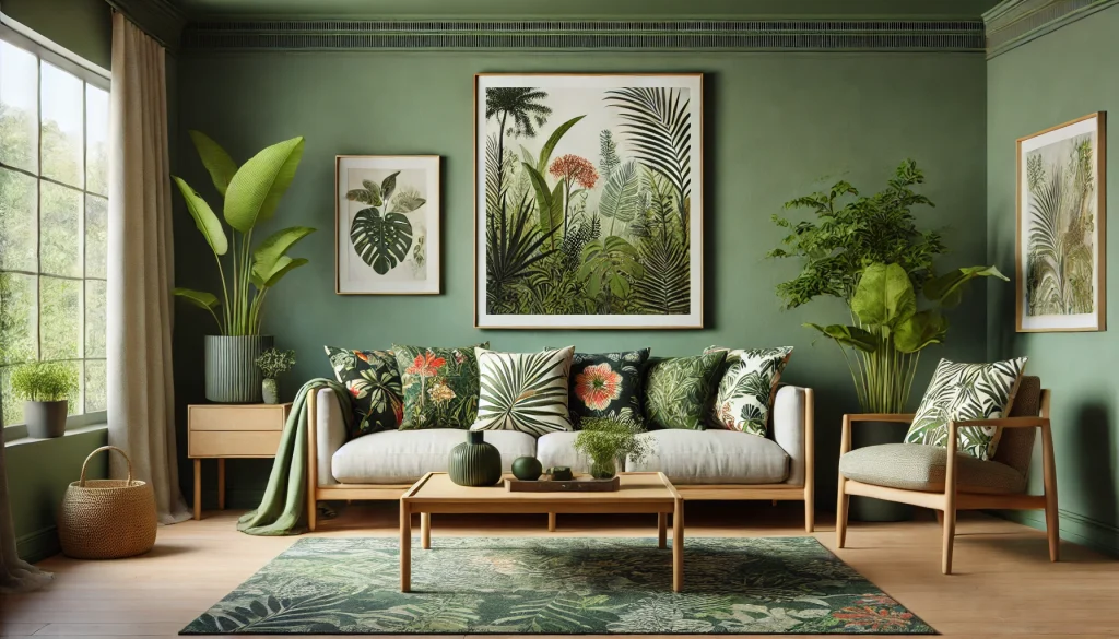 Jungle Prints and Subtle Green Walls