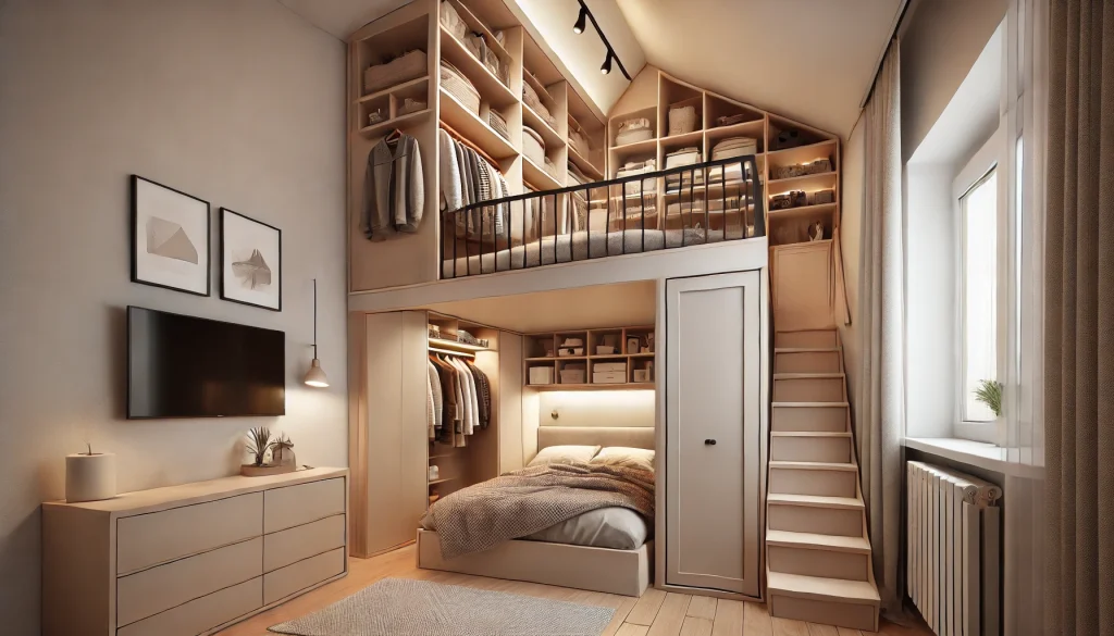 Lofted Wardrobe on a Raised Platform