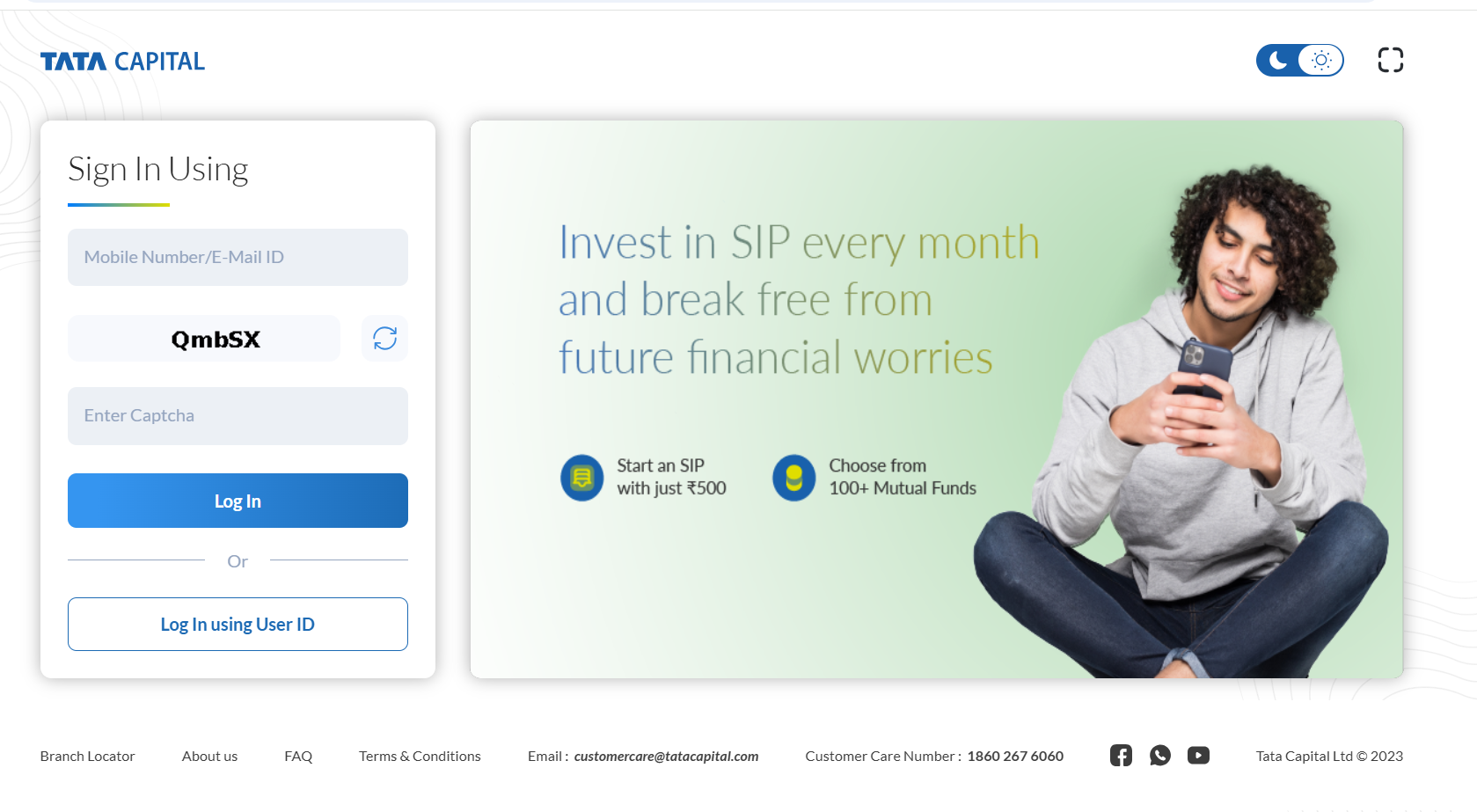 TATA Capital Login Page