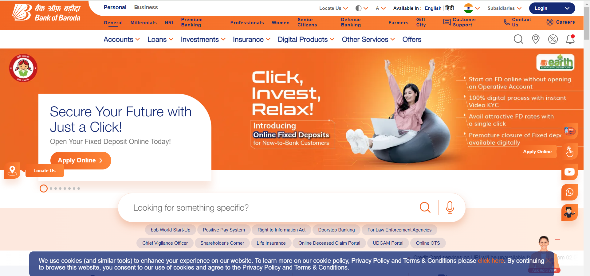 Bank Of Baroda official website