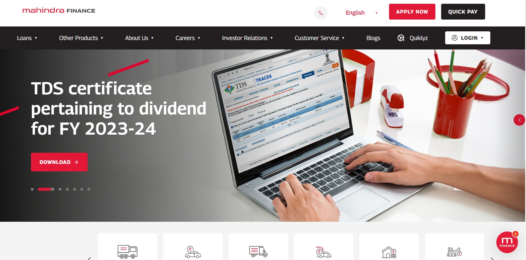 Mahindra Finance Website