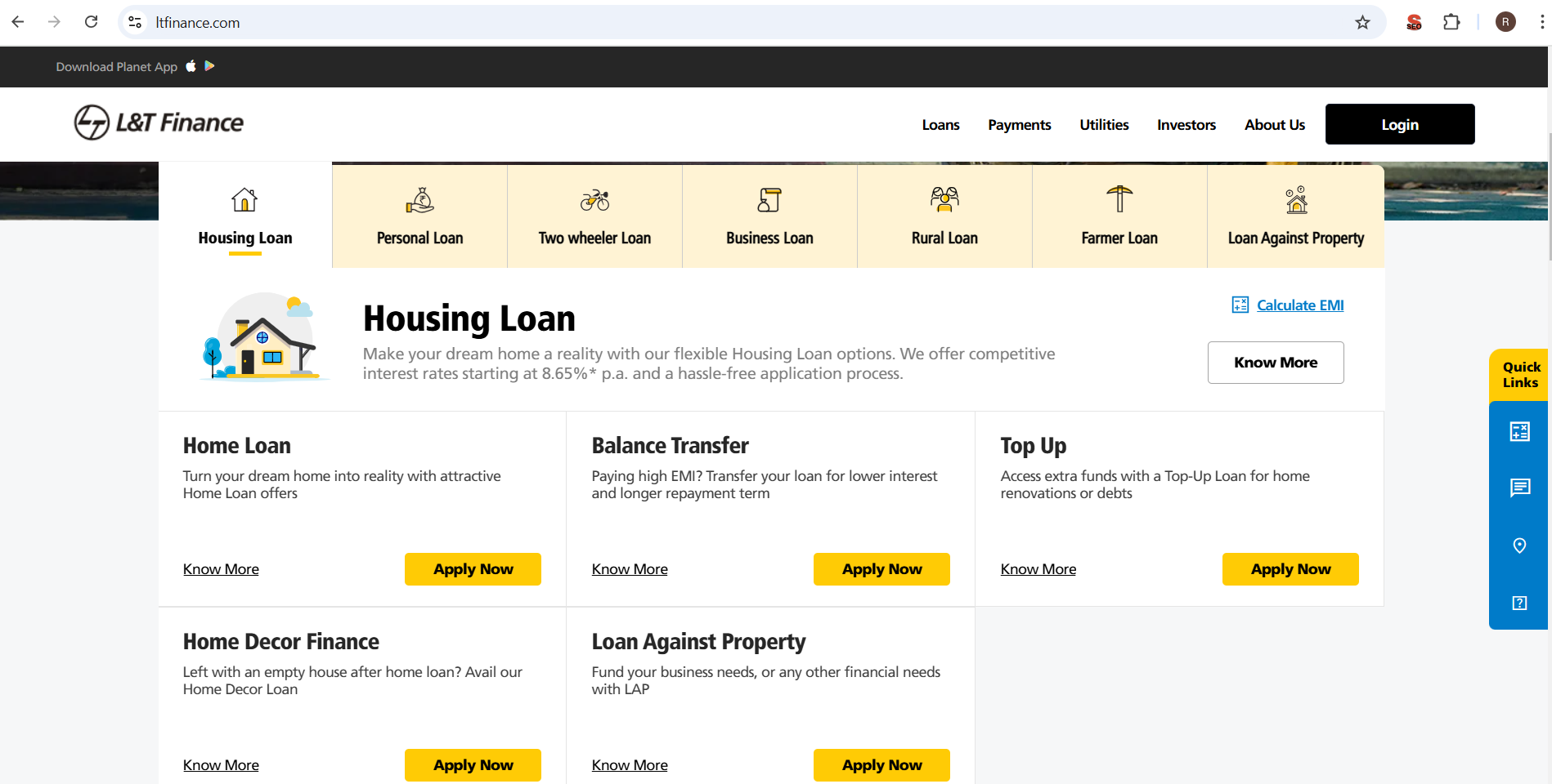 l&t housing finance official website