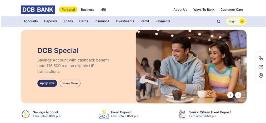 dcb bank official website