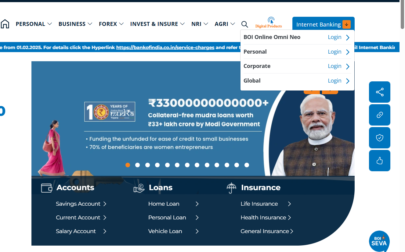 Click on Internet banking